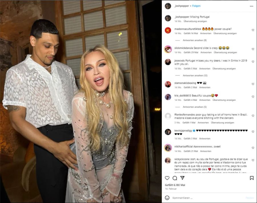 Da war alles noch in Ordnung: Josh Poppers Valentinstagspost für Madonna.