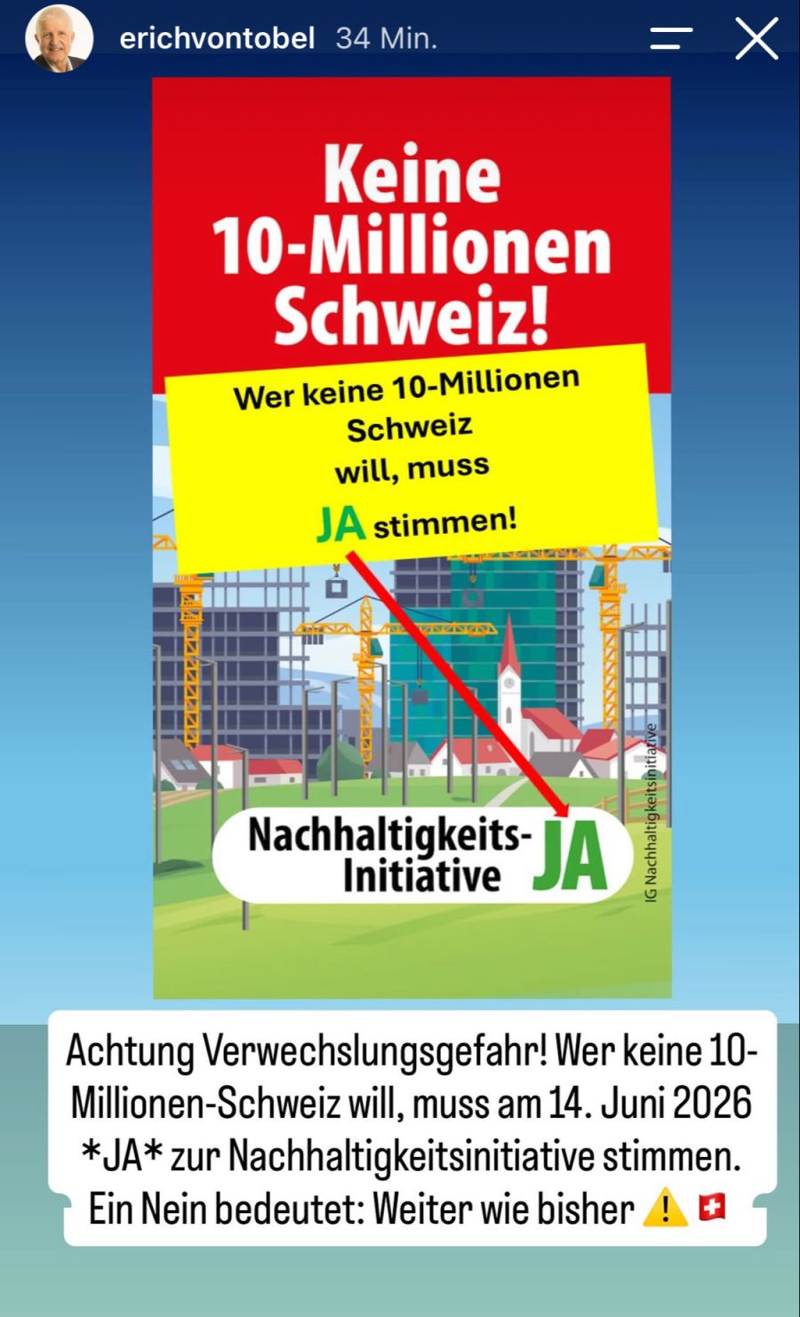 Kürzlich warnte der EDU-Nationalrat auf Instagram vor Verwechslungsgefahr.