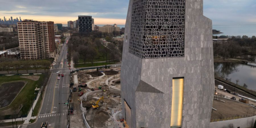 ARCHIV - Eine Luftaufnahme des Obama Presidential Center. Foto: Erin Hooley/AP/dpa
