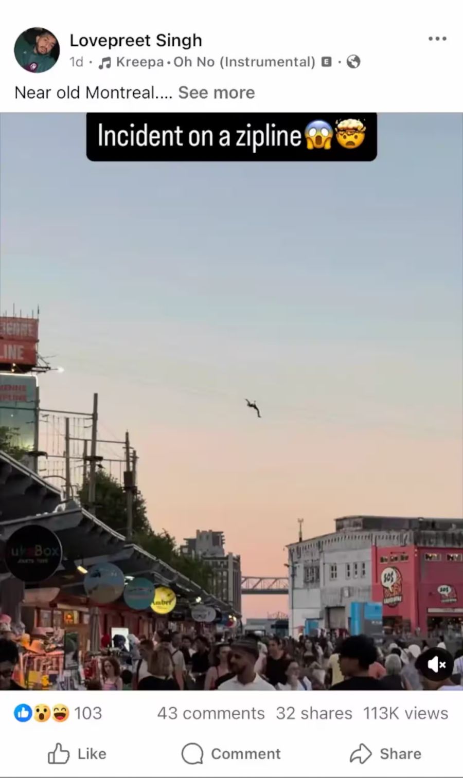 In Montreal hat ein Influencer ein Video veröffentlicht, das angeblich einen Unfall zeigen soll – in Wirklichkeit zog sich ein Mann einfach am Seil hoch.