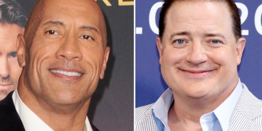 Dwayne «The Rock» Johnson (links) freut sich über den immensen Erfolg seines einstigen «Die Mumie»-Co-Stars Brendan Fraser am Lido.