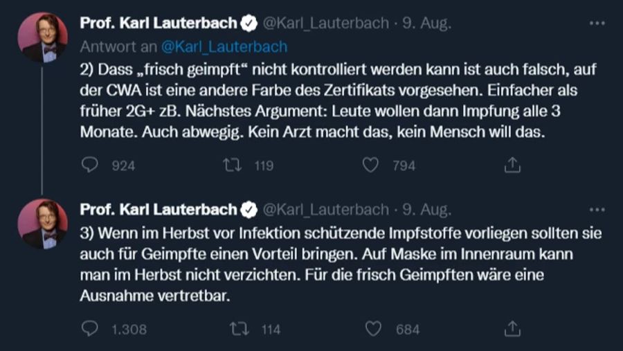 Karl Lauterbach kommentiert auf Twitter die geplanten Corona-Massnahmen.