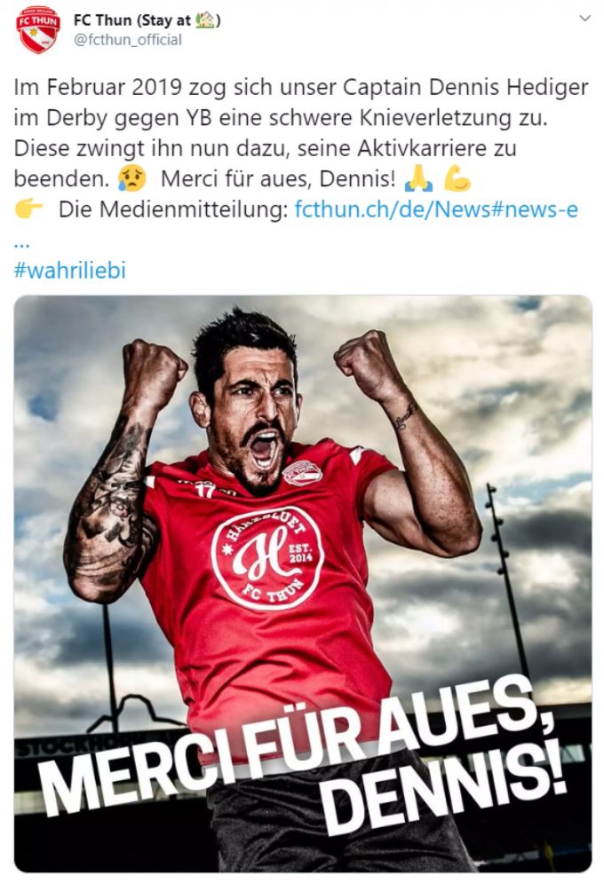 Dennis Hediger vom FC Thun muss seine Karriere beenden. FC Thun