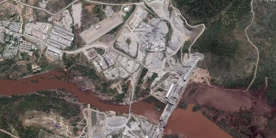 Ein Satellitenbild zeigt den Staudamm am Blauen Nil. Foto: -/Maxar Technologies/AP/dpa