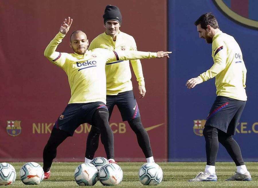 Eindrücke von vor der Corona-Krise: Die Stars des FC Barcelona im Training.