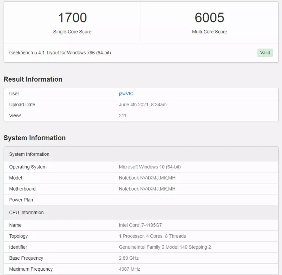 Intel Core i7-1195G7