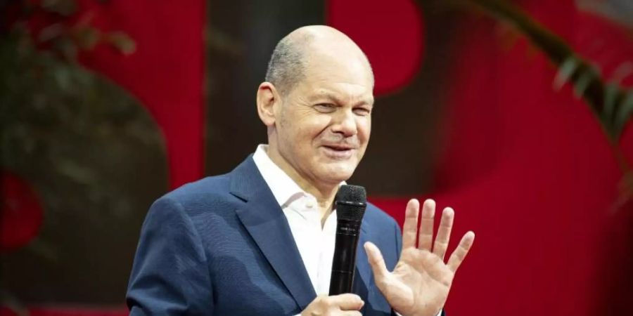 SPD-Kanzlerkandidat Olaf Scholz spricht beim digitalen SPD-Zukunftscamp im Willy-Brandt-Haus in Berlin. Foto: Fabian Sommer/dpa