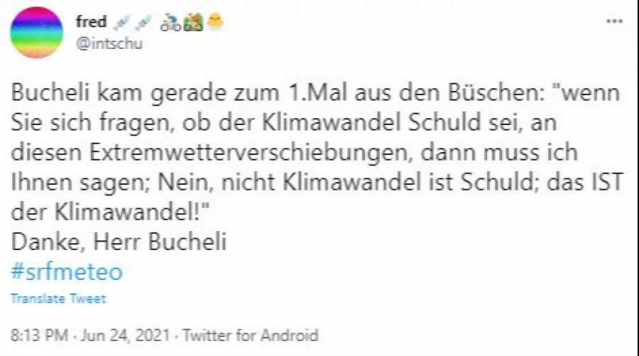 Auf Social Media erntet die klare Ansage des «Meteo»-Froschs viel Lob.