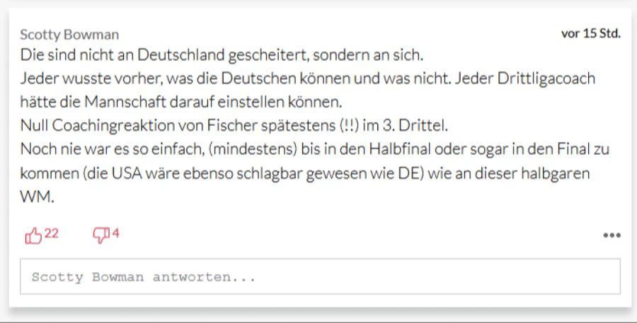 Coach Patrick Fischer muss sich nach der Niederlage viel derartige Kritik anhören.