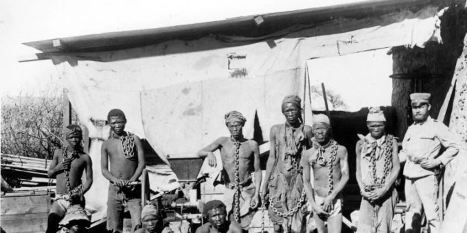 Undatiertes Foto aus der Zeit des Krieges deutscher Kolonialtruppen gegen Hereros und Nama namibia