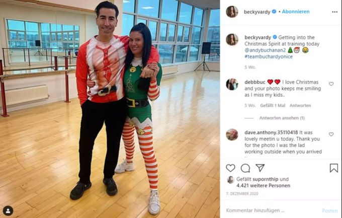 Becky Vardy mit ihrem Eistanz-Partner Andy Buchanan. Becky Vardy