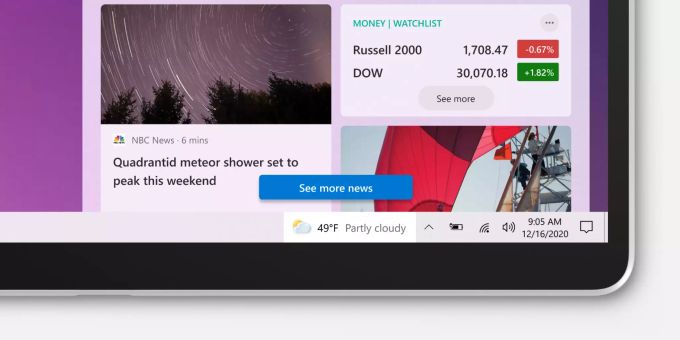 Der neue Feed in der Taskbar von Microsoft Windows 10 kann Nutzern verschiedene hilfreiche Infos anzeigen. Microsoft Windows 10 Taskbar