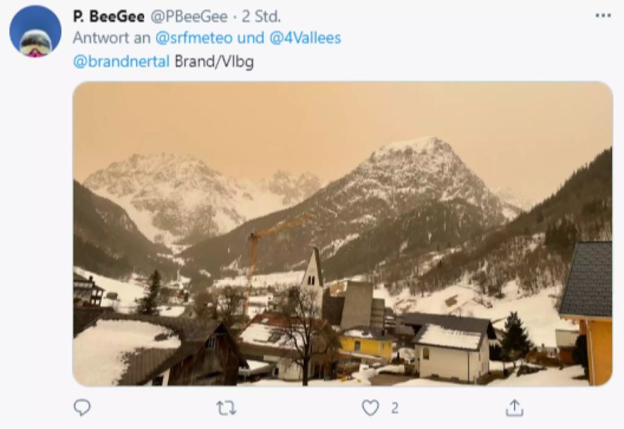 Auch im Wallis leuchtete der Himmel rötlich.