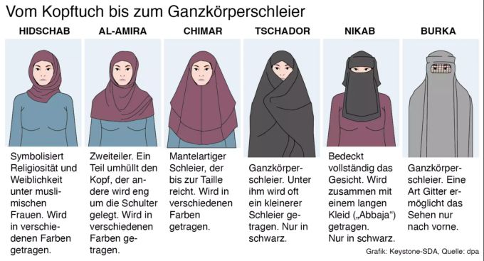 Erklärung zu Gesichts- und Ganzkörperschleiern. Burkaverbot