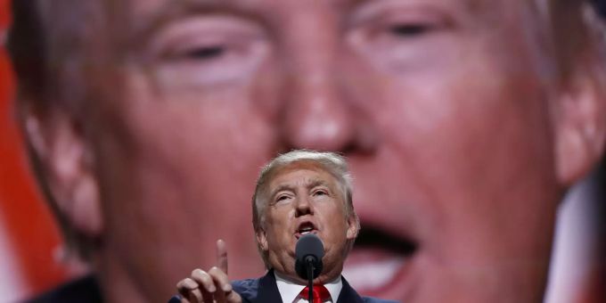US-Präsident Donald Trump an einer Wahlkampfveranstaltung. donald trump