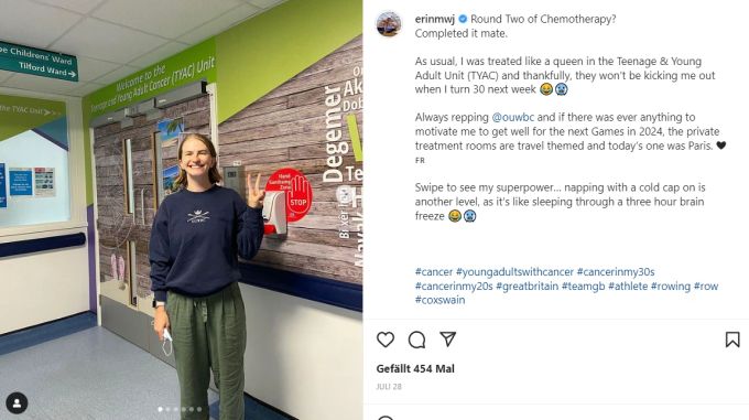 Erin Kennedy nach ihrem zweiten Chemo-Zyklus. Erin Kennedy
