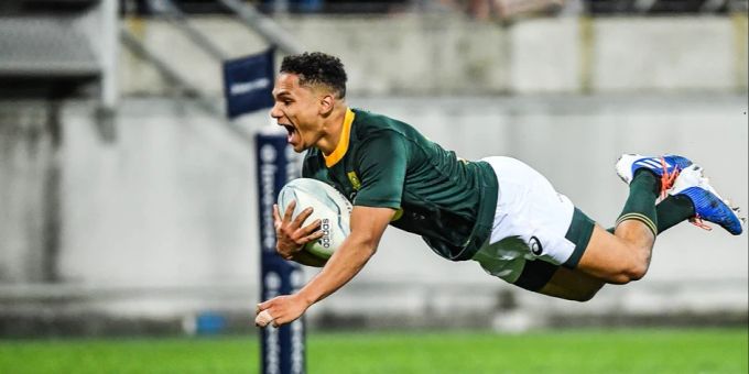Elton Jantjies im Einsatz für die Springboks. Elton Jantjies Affäre Rugby
