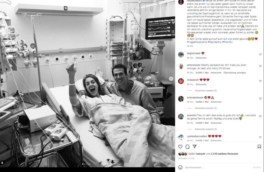 Ramon Zenhäusern besucht Tanja Hüberli nach deren Lungenembolie im Spital.