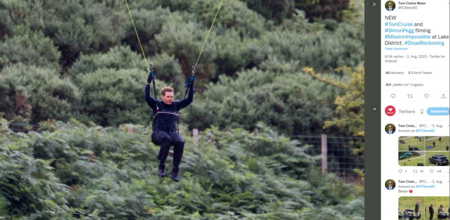 Tom Cruise im Lake District in England. Dort dreht er einen Stunt für den Streifen «Mission: Impossible 7».