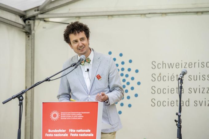 SGG-Präsident Nicola Forster bei seiner Rede zum 1. August auf dem Rütli. nicola forster