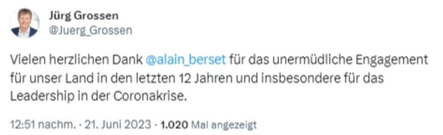 Jürg Grossen dankt Alain Berset für sein Engagement.