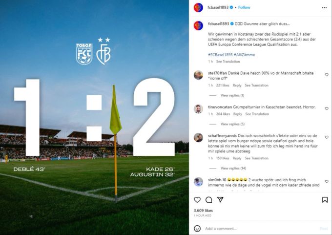 Die Fans gehen auf Instagram mit dem FCB hart ins Gericht. FC Basel Instagram Fans