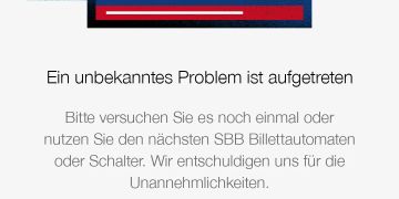 SBB App Fehlermeldung