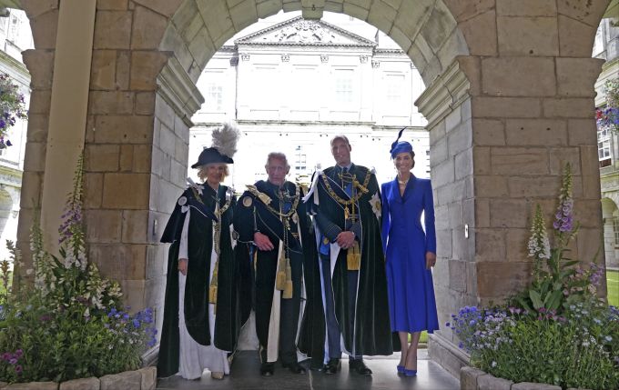 V.l.: Königin Camilla, King Charles, Prinz William und Prinzessin Kate. King Charles Camilla Kate
