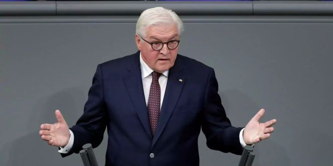 Der deutsche Bundespräsident Steinmeier bei seiner Rede im Bundestag.