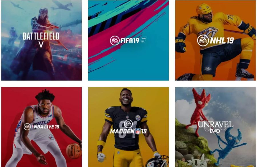 Die Cover einiger EA-Spiele, unter anderem jenes von «Fifa 19» mit dem fehlenden Cristiano Ronaldo.