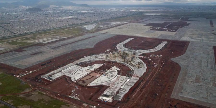 Bauarbeiten am neuen Flughafen in Texcoco.