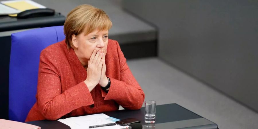 Angela Merkel während einer Debatte.