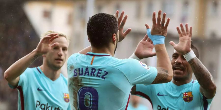 Barcelona-Suarez bejubelt seinen Treffer.