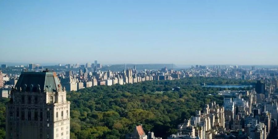 Blick auf den Stadtteil Manhattan und den Central Park. Am Ufer des Hudson River soll künftig ein Stadtstrand zum Flanieren einladen. Foto: Daniel Bockwoldt