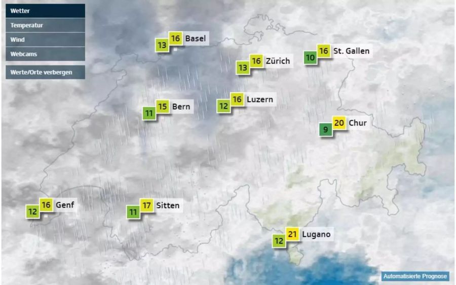 Nässe wohin das Auge reicht: auch das Tessin wurde heute nicht verschont.