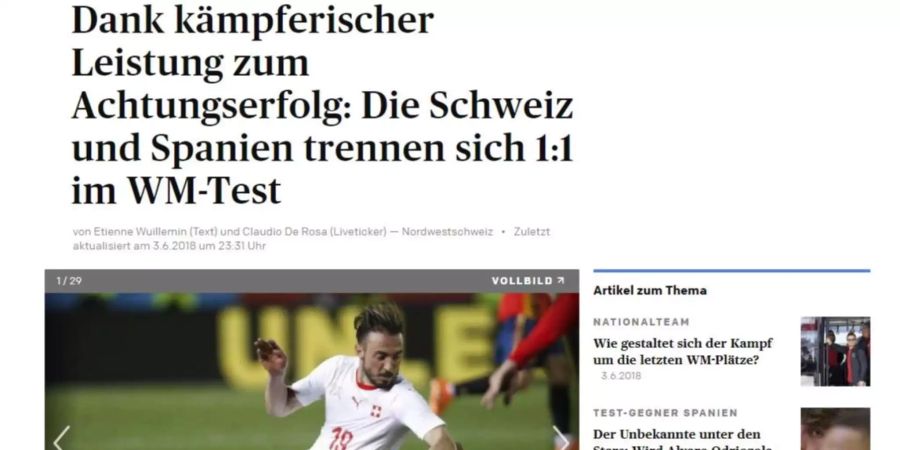 Die «Nordwestschweiz» lobt vor allem die Defensive der Schweizer Nati und spricht von einem gewissen Frust, der bei der «Furia Roja» zu erkennen war.