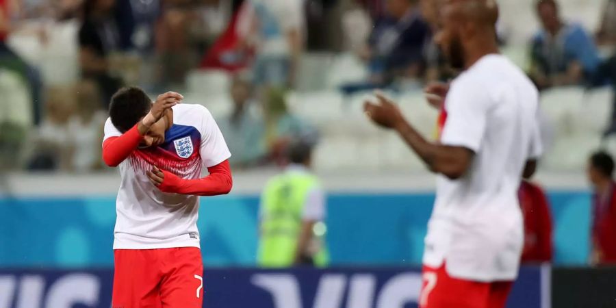 Mussten leiden: Englands Spieler kämpfen gegen die Mückenplage in Wolgograd; hier Jesse Lingard