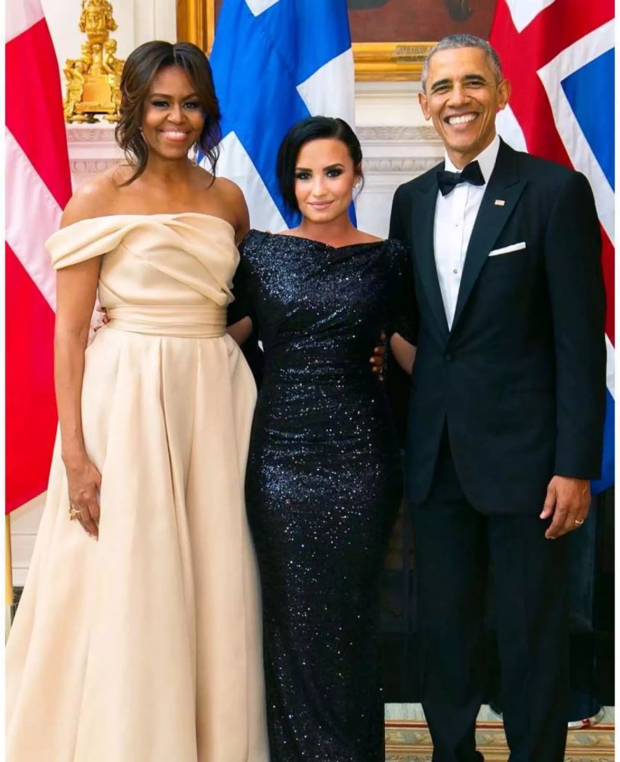 Einer der grössten Stars in Hollywood: Lovato mit Barack und Michelle Obama.