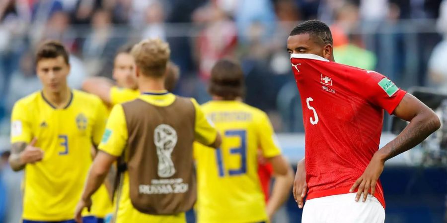 Nati-Verteidiger Manuel Akanji an der WM nach dem Spiel gegen Schweden.