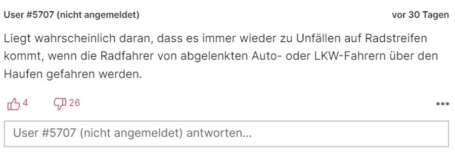 Sie geben rücksichtslosen Autofahrern die Schuld daran, dass Velos aufs Trottoir ausweichen müssen.