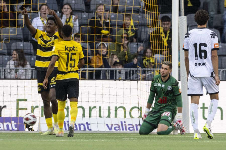 YB's Joël Monteiro jubelt über sein Tor zum 2:0 gegen Lugano.