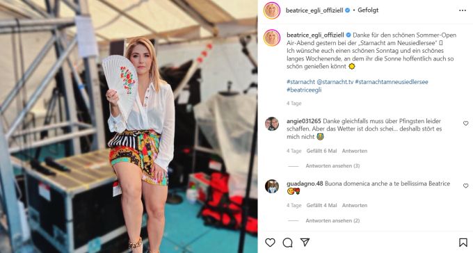 Beatrice Egli tritt öfters in Deutschland auf als in der Schweiz. beatrice egli