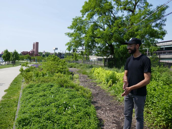 Garden man beds overgrowth