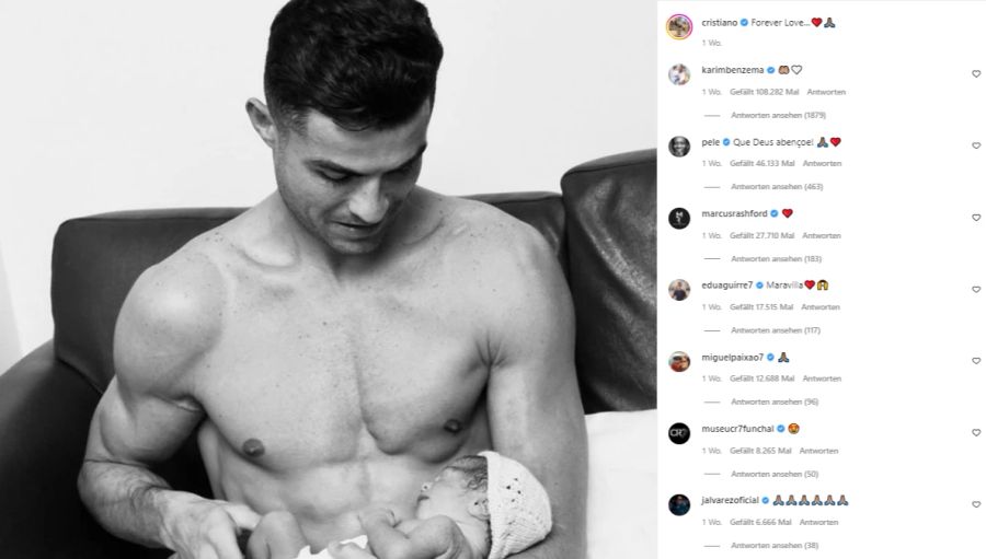 Ronaldo mit seiner Tochter auf Instagram.