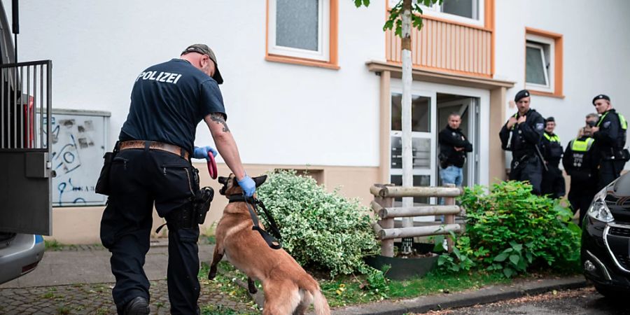 Die Polizei in Essen ermittelt wegen möglicherweise geplanter Straftaten an zwei Schulen gegen einen 16-Jährigen und untersuchen mit Spürhunden das Haus des Tatverdächtigen. Foto: Fabian Strauch/dpa - ACHTUNG: KFZ Kennzeichen wurde aus rechtlichen Gründen gepixelt