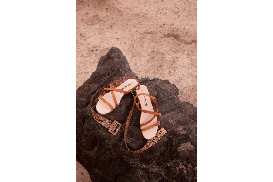 Riemchensandalen Gürtel Leder