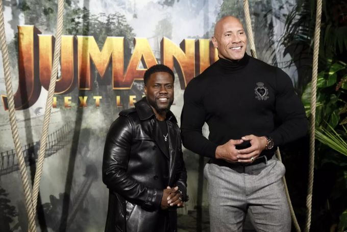 Dwayne Johnson mit Schauspielkollege Kevin Hart an der Premiere von «Jumanji - The next Level». dwayne the rock johnson
