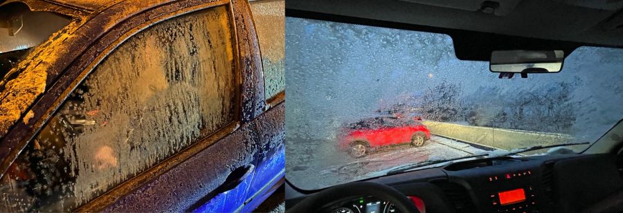 Das gesamte Auto muss von Schnee und Eis befreit sein.