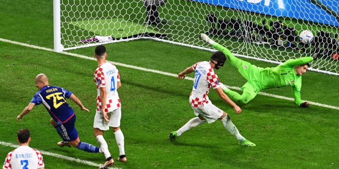 Daizen Maeda bringt Japan gegen Kroatien in Führung. WM 2022