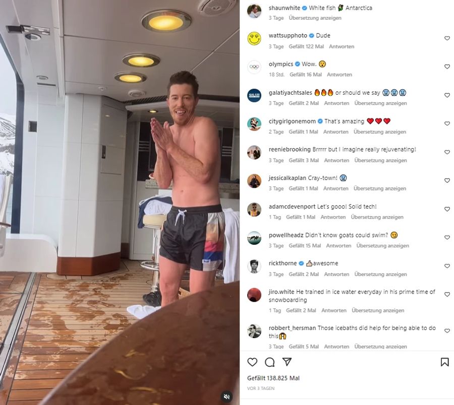 Auch Snowboard-Ikone Shaun White ist auf dem Schiff anwesend.